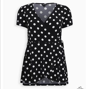 Torrid BLACK DOT STUDIO KNIT SURPLICE TOP